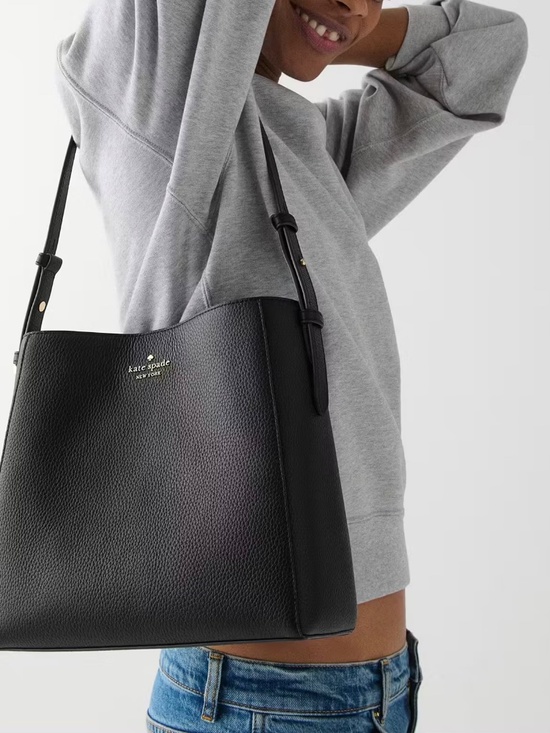 NWT Kate Spade BLACK Pebbled Leather Juliette Medium Bucket Shoulder Bag KM546 - Picture 5 of 5